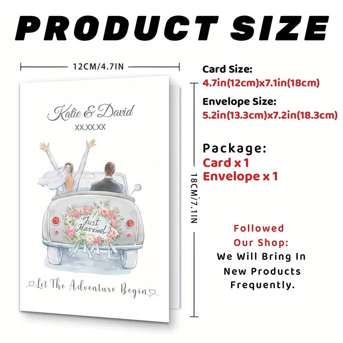 TEMU Custom 1pc Card, Engagement, Anniversary, Valentine's Day, Congratulations Gift Card, For The Couple, Couple, Personalized Name And Date