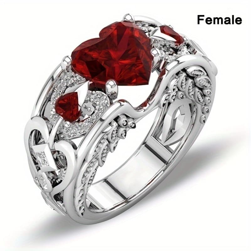 TEMU Stunning Heart-shaped Couples Rings - Stainless Steel Engagement Rings For Women And Men - Durable, Hypoallergenic, And Comfortable Wedding Bands With Romantic