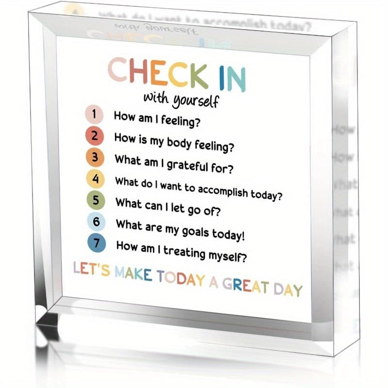 TEMU Emotional Art - Check In With Yourself Sign - Therapy Office Decor - Desk Decor For Therapist Office School Classroom Counselor Psychologist Office