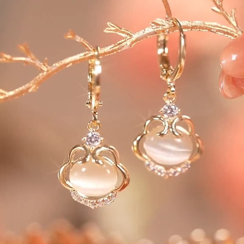 TEMU High Quality Fashionable Women's High-quality Copper Plated Inlaid Shiny Stone Earrings, Tassels, Temperament, Goddess Earrings, Perfect Gift For And Lovers, Jewelry