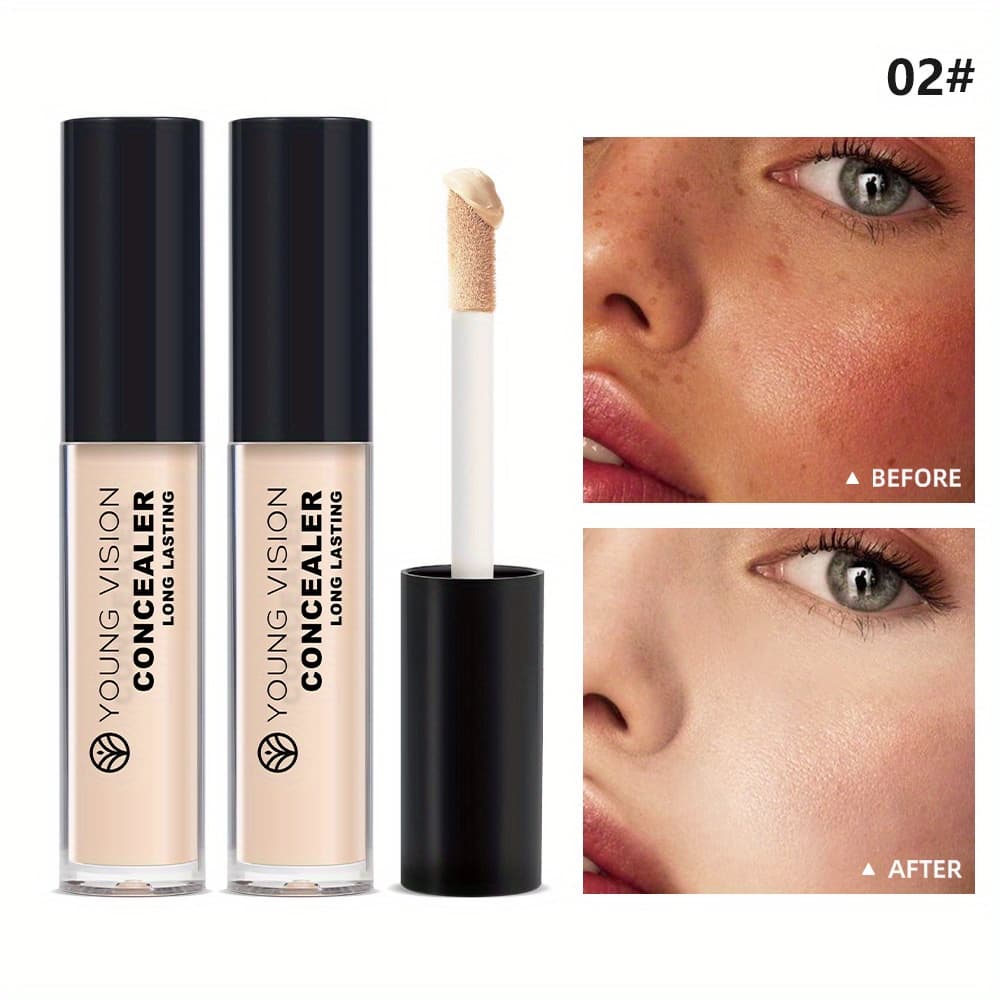 TEMU 2pcs Long- Liquid Concealer-6 Shades For Tones, High Coverage And Lightweight Formula, Ideal For Covering Blemishes, Dark Circles, And , Smooth And Texture, Non-cakey , Dark, Suitable For Types