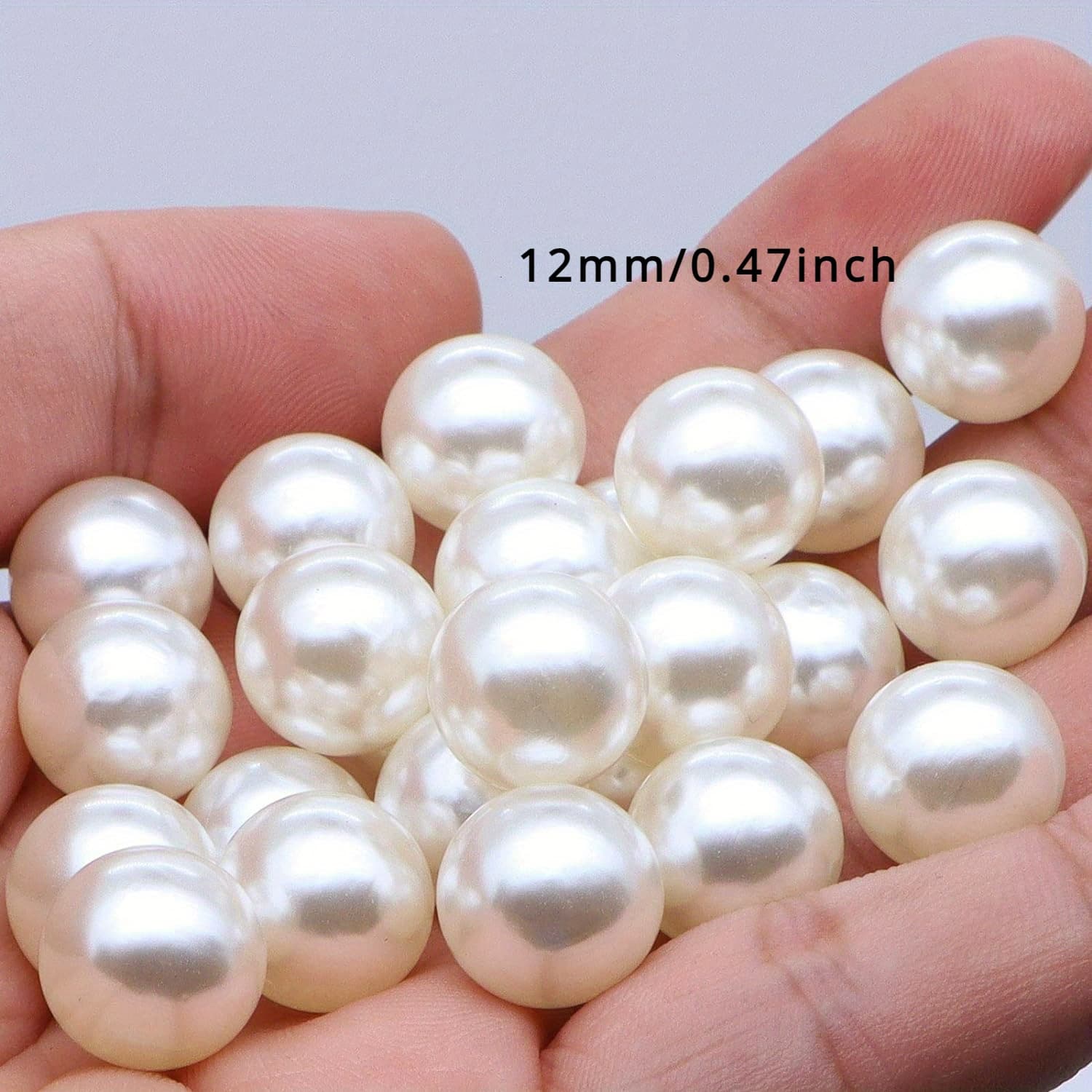 TEMU 100/200/300pcs Artificial Plastic Pearl No Holes Beads - Ivory Vase Filler For Wedding, Birthday Party, Table , Home Decor - Durable Craft Pearls Material (8mm/10mm/12mm)