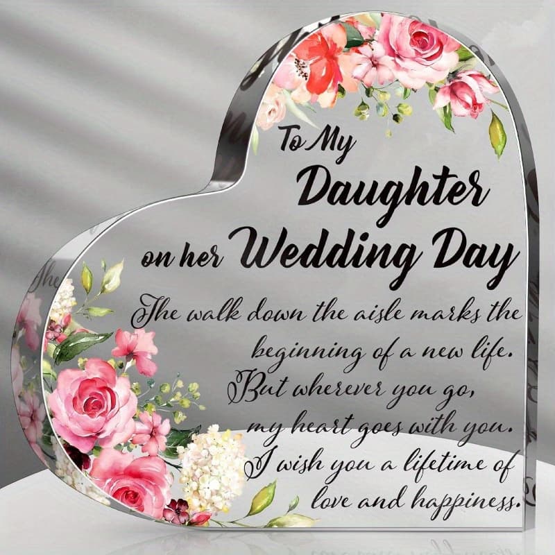 TEMU Gift For Of Mother, Father, And Bride - A Wedding Gift , A Gift From The Mother Of The Bride, A Wedding For My Daughter On - An Acrylic Heart-shaped Wedding Keepsake