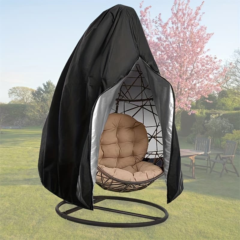 TEMU 1pc Heavy-duty Polyester Egg Chair Cover With Zipper Closure, Outdoor Hanging Chair Cover For Garden Patio Furniture, Black