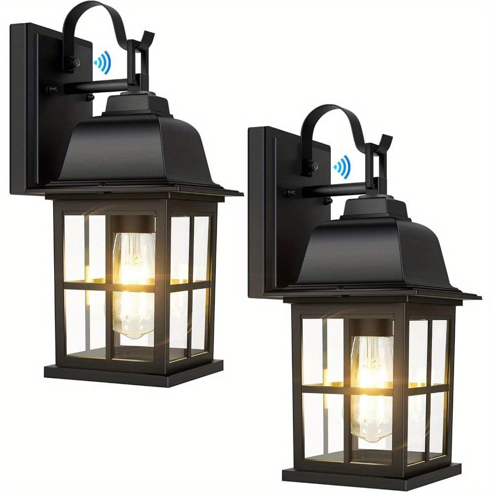 TEMU Tobusa 2-pack Dusk To Dawn Outdoor Wall Lights, Exterior Light Fixtures With Photocell, 100% Anti-rust Aluminium Outside Black Wall Lanterns, Outdoor Wall Sconces For Porch Patio House Garage