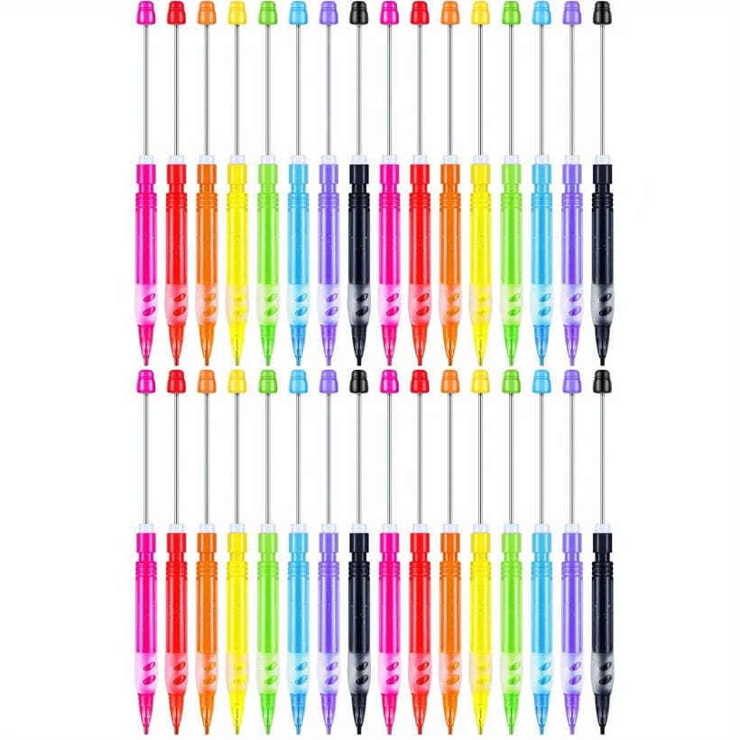 TEMU 32pcs Beadable Mechanical Pencil Beadable Items Back To School Pens Beadable Mechanical Pencils Drawing Pencils With Silicone Hand Guard For Writing Drawing Sketching Diy Crafting