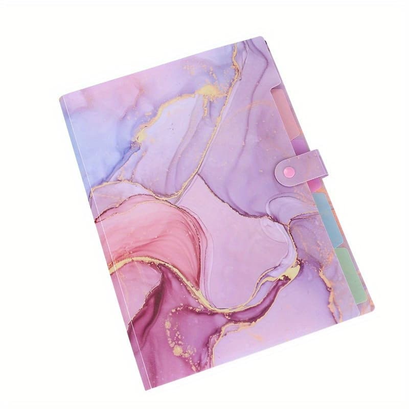 TEMU 1pc A4 Classification File Pack/5-layer Marble Pattern Folder/ Document /office Financial Classification File Bag/storage Bag