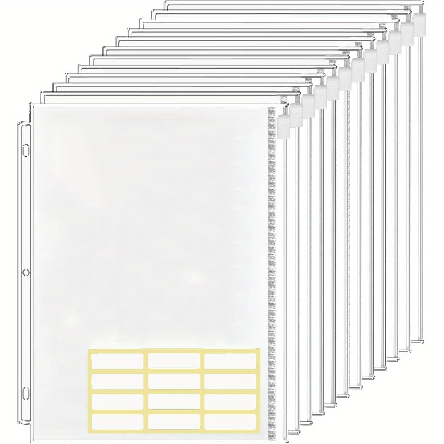 TEMU 12pcs Zipper Binder Pocket Letter 3 Hole Zipper Binder Folder For 3 Ring Binder Insert, Clear Pvc Binder Bag For Office School Documents Filing Storage Bag Back To School Supply