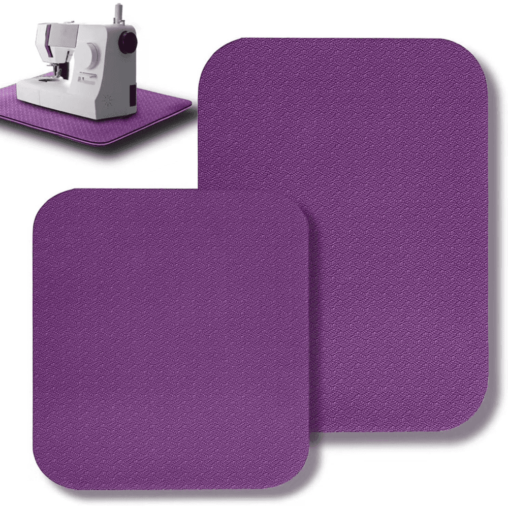 TEMU 2-pack Sewing Machine Muffling Mats With Pedal Pad, Purple Anti-vibration Noise Reduction Mats For Quilting Embroidery, Non-slip Rubber Additions (15" X 20" & 9" X 14")