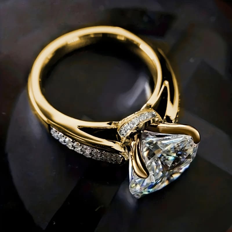 TEMU Luxurious Elegant Promise Ring, Inlay With Shiny Cubic Zirconia Engagement Ring, Evening Party Delicate Accessory For Ladies, Fashion Accessory For Daily Wear