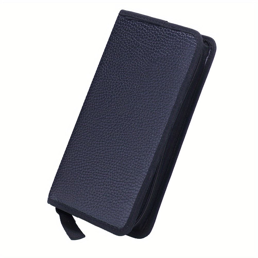 TEMU Pu Leather Cd Case, 80 Capacity Cd Wallets Portable Vcd Dvd Disc Storage Case Bag Organizer Holder