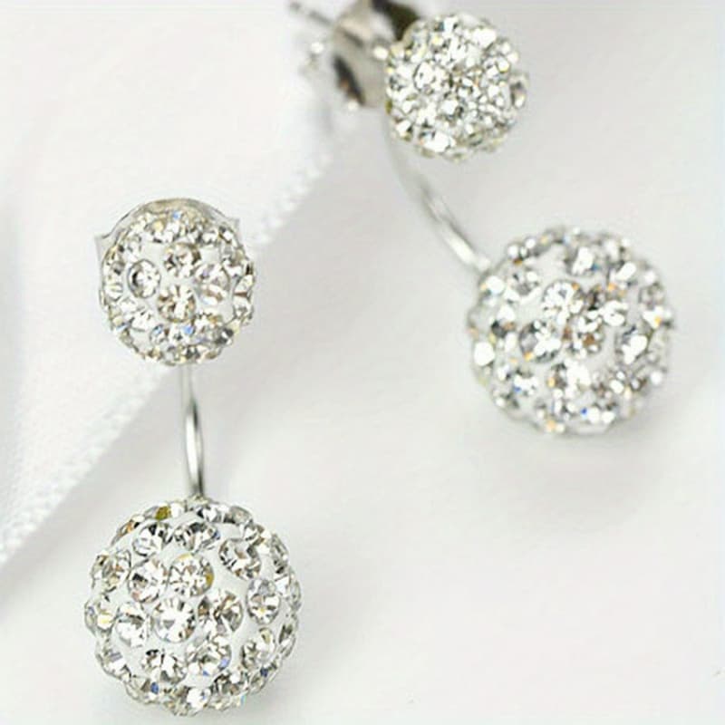 TEMU A Set Of White Double Ball Hoop Earrings, Perfect For Elegant And Delicate Occasions Like Dating, Parties, Or Banquets, Making Them An Ideal Gift
