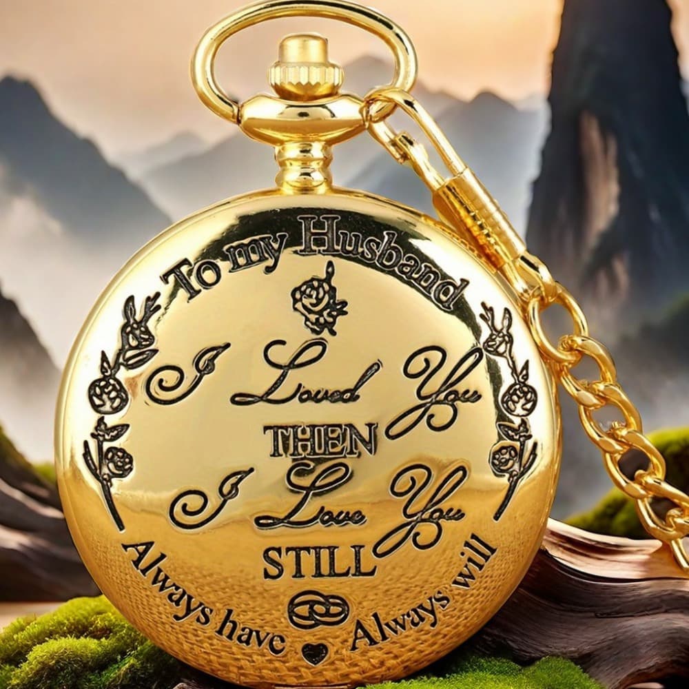 TEMU To My Husband: Creative Engraved Quartz Pocket Watch - A Thoughtful Gift For My Lover