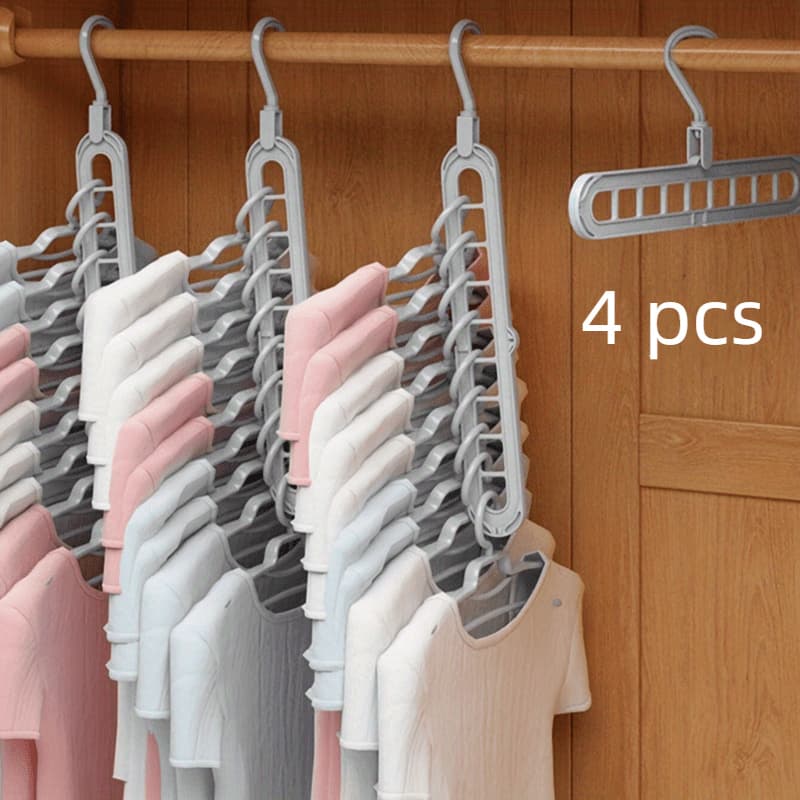TEMU Set Of 4, Durable Plastic 9-hole Collapsible Hanger, Sturdy Space- Hanger For Rooms, Closets, Wardrobes, Home And Dorm Storage, Ideal For Clothing Retailers