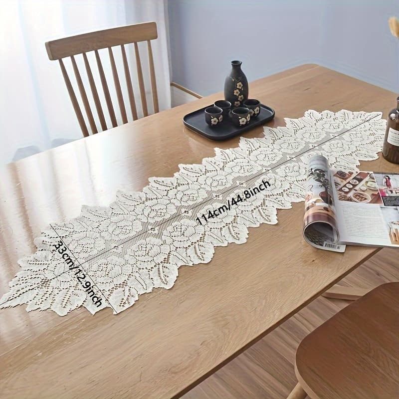 TEMU 1pc, Table Runner, Handmade Lace Dining Table Mat, Decorative Table Mat, Multifunctional Cover Mat For Home, Room Decoration And