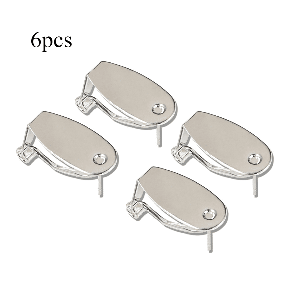 TEMU 6pcs Double Ear Clip Stud Pure Copper Tray Leaf Earrings Base Earrings Handmade Additions