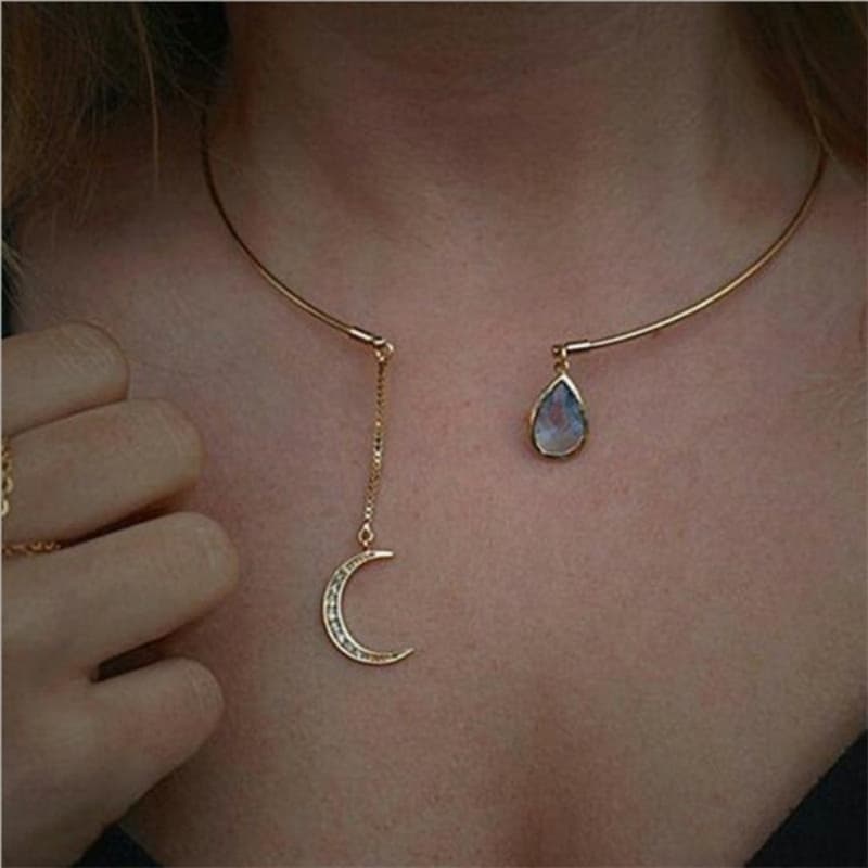 TEMU Sought - After! Gorgeous Elegant Vintage Pendant Necklace With Teardrop . Golden - Alloy Chain For Women. Ideal For All - Occasion Styling