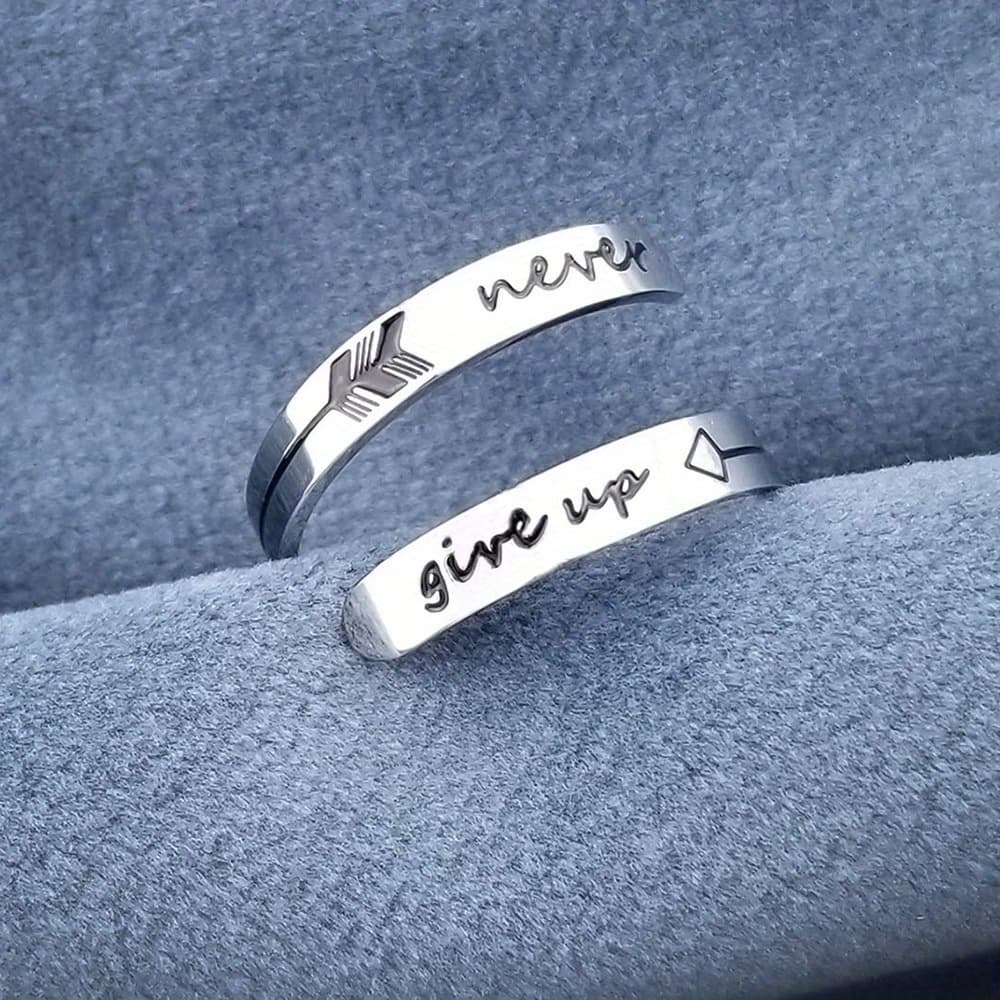 TEMU 1pc Open Adjustable Stainless Steel Ring, Women's Inspirational Ring, Gift To