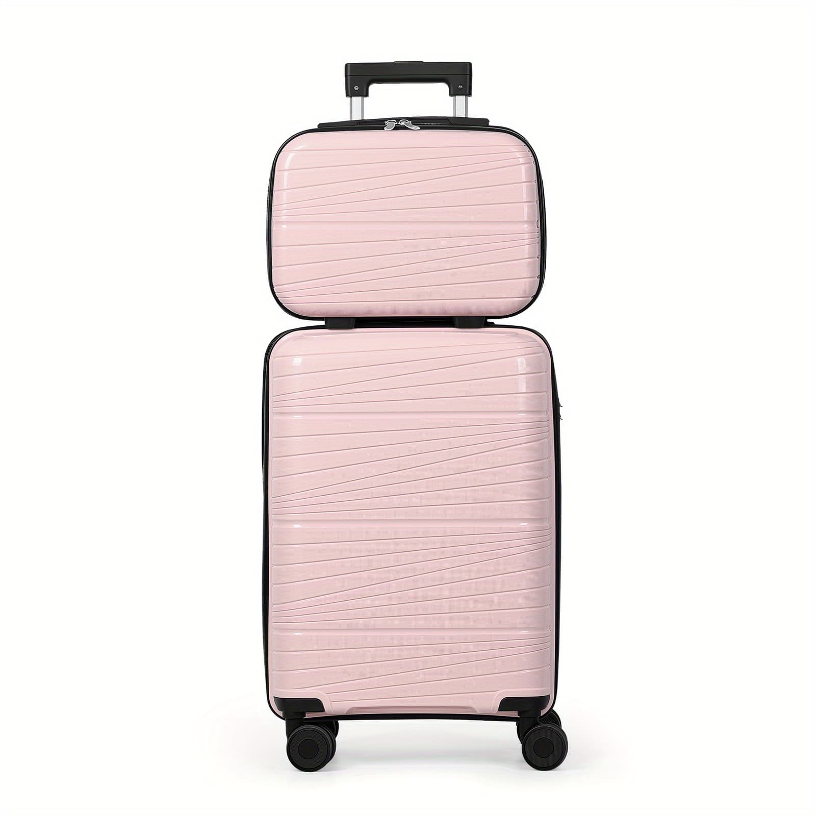 TEMU 2pcs Hardshell Luggage Set, Scratch-resistant Suitcase & Carry-on With 360° Spinner Wheels,
