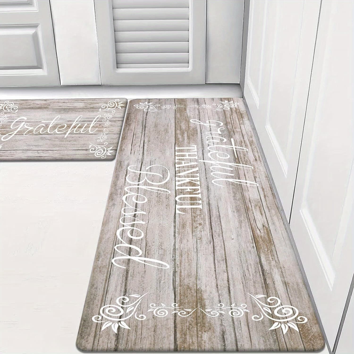 TEMU Anti Fatigue Kitchen Mat Set Of 2 Non Slip Cushioned Kitchen Mats For Floor Farmhouse Kitchen Rugs And Mats Set Standing Desk Mat Carpet For Sink, Office, Laundry