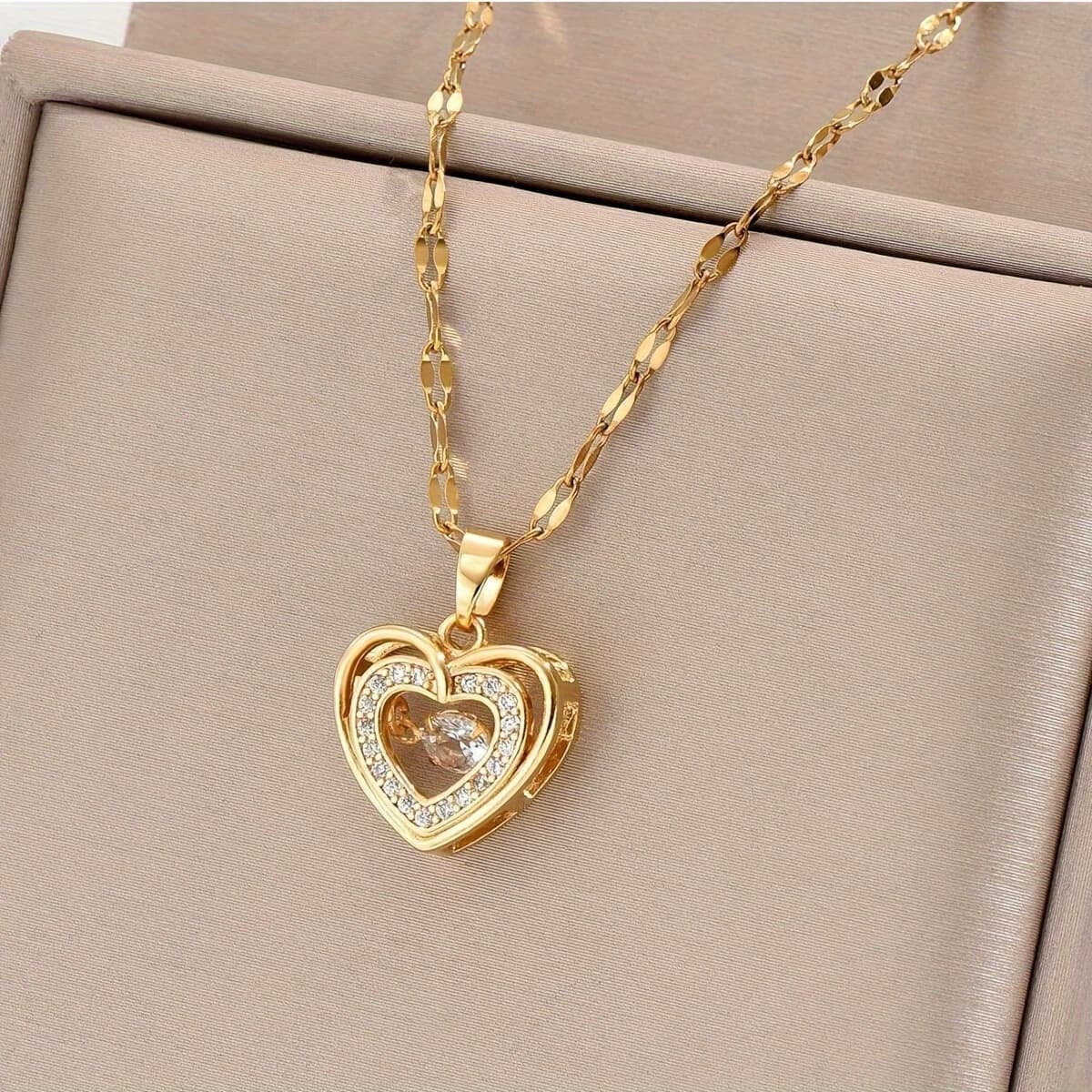 TEMU Necklace With - Elegant Unisex Jewelry For Daily Wear, Parties & Holidays - Durable Golden-tone Chain For , Heart Pendant Necklace, Holiday Accessory, Stylish Accessory, Highquality Finish