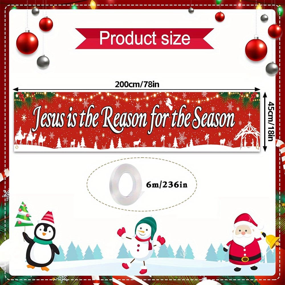 TEMU 1pc, Merry Christmas Yard Banner, Polyester Is The For , For Indoor Outdoor Garden Porch And Lawn Decoration