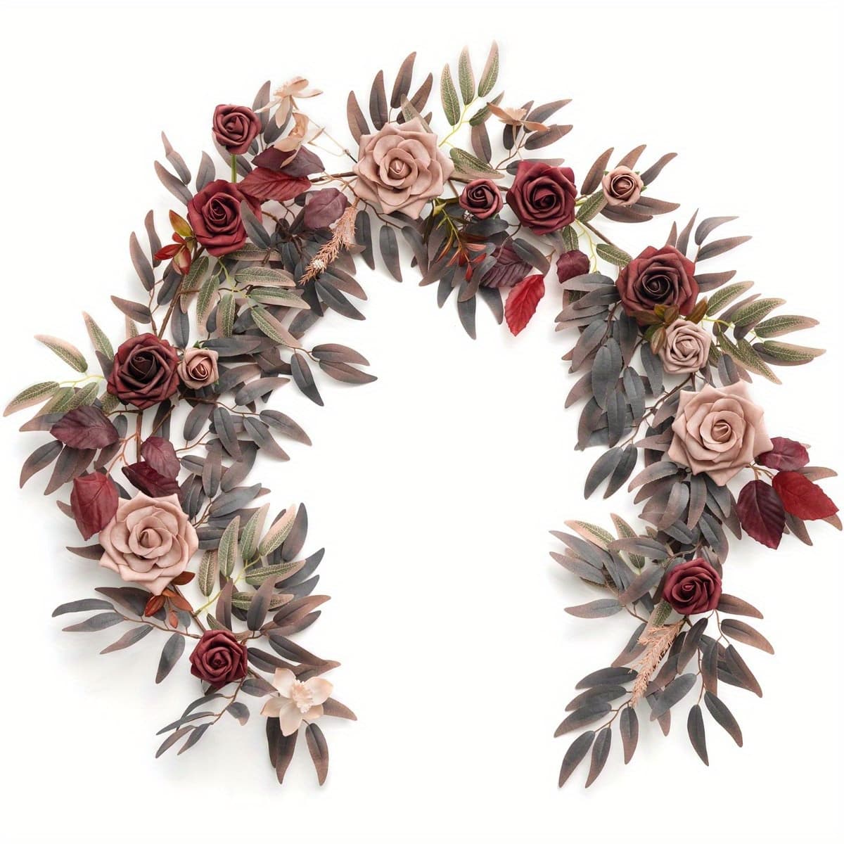 TEMU Artificial Rose Flower 5.9ft Runner Rustic Flower Garland Floral Arrangements Wedding Ceremony Backdrop Arch Flowers Halloween Decor Table Centerpieces Decorations