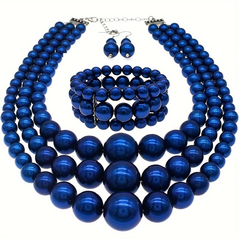 TEMU Bohemian Luxury Jewelry Set, Vintage 3pcs Festive Gift Set With Necklace, Bracelet, And Earrings