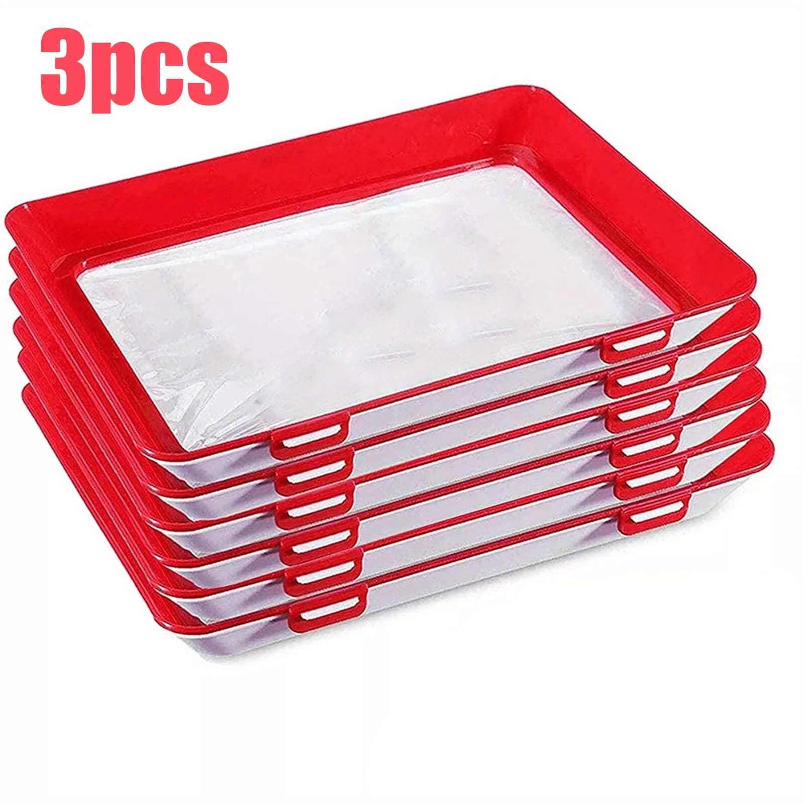 TEMU 3pcs Reusable Food Storage Trays, Durable Plastic, Perfect For Kitchen Organization & Restaurant Use Food Storage Containers With Lids Disposable Food Containers