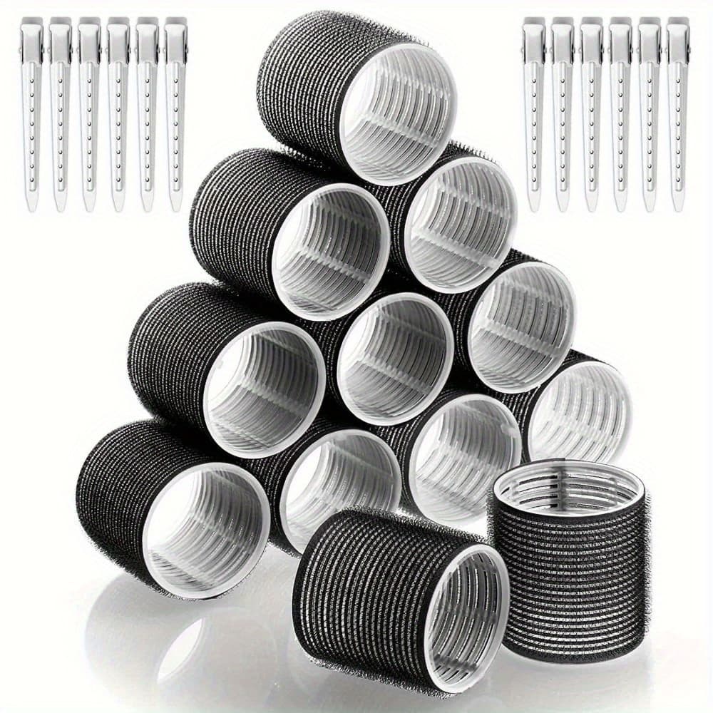 TEMU 24pcs Hair Rollers And Stainless Steel Clips Set, For Long Medium Short Hair Volume