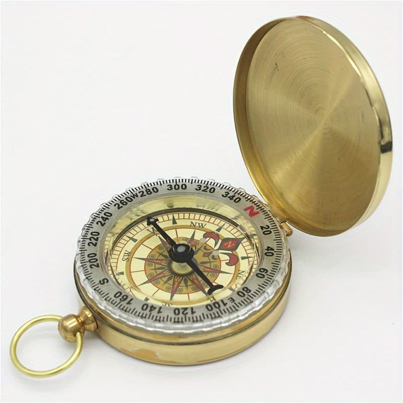 TEMU A Copper Survival Compass With Luminous Function - Water-resistant, Enhances Visibility For Camping And Hiking - An Essential Tool For