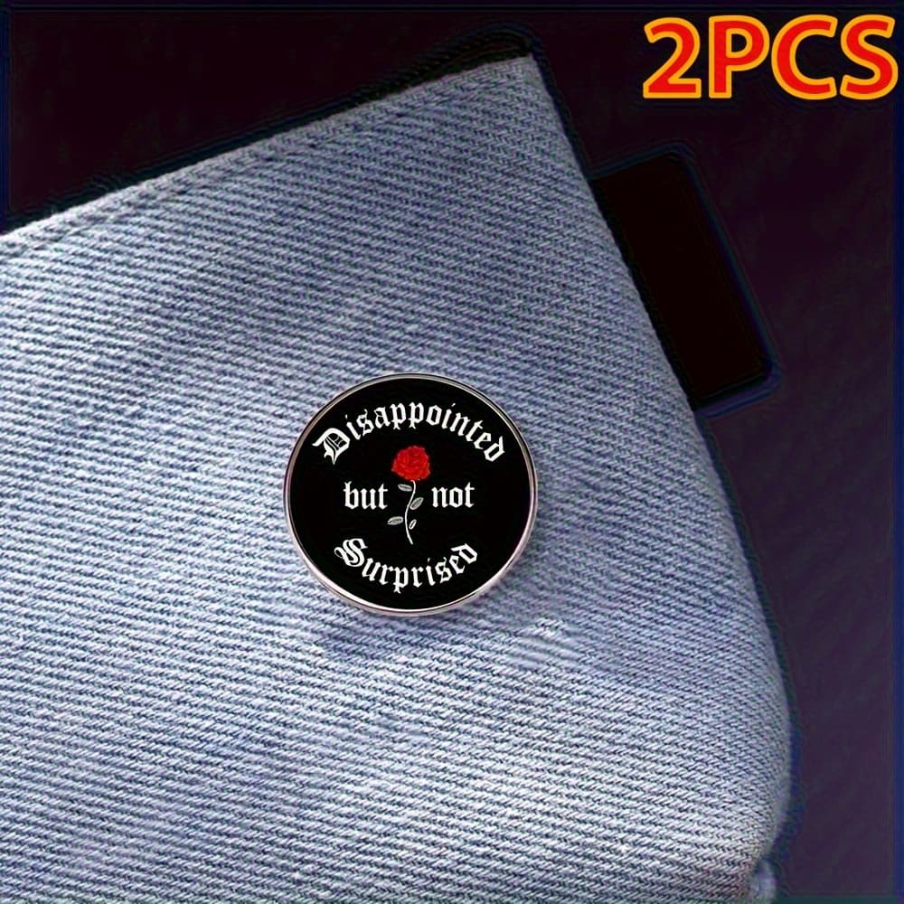 TEMU 2pcs Disappointed Brooch, Pin, Metal Alloy For , Hat, Clothes, And Decorations