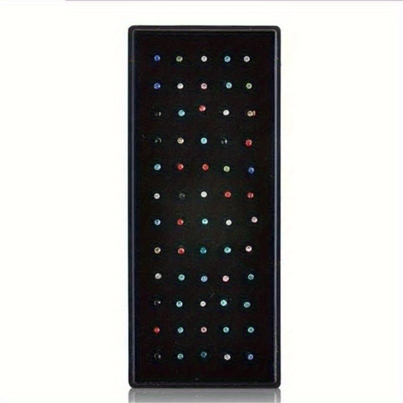 TEMU 60pcs/ Set 1.8mm Rhinestones Nose Stud Stylish 316l Stainless Steel Rhinestones Nose Ring Suitable For Men And Women Daily Wear, Festival Banquet Jewelry Accessories