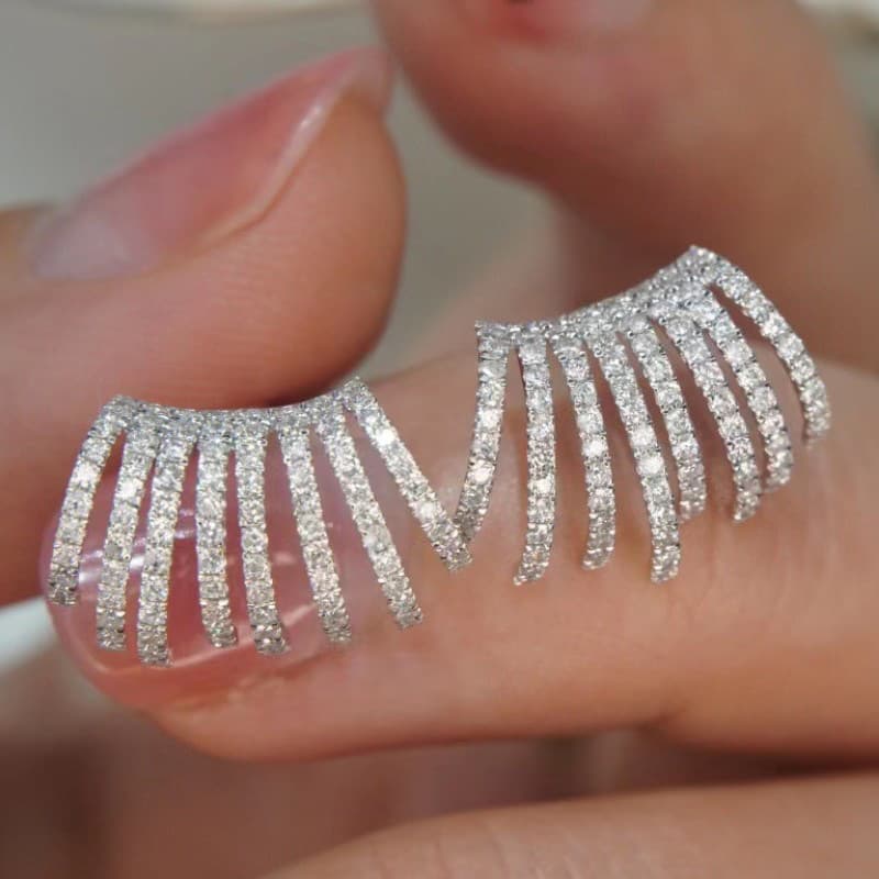 TEMU Micro Inlaid Synthetic Zirconia Women's Earrings, Fashionable And Versatile Light Luxury Earrings, Her Birthday And Valentine's Day Gift