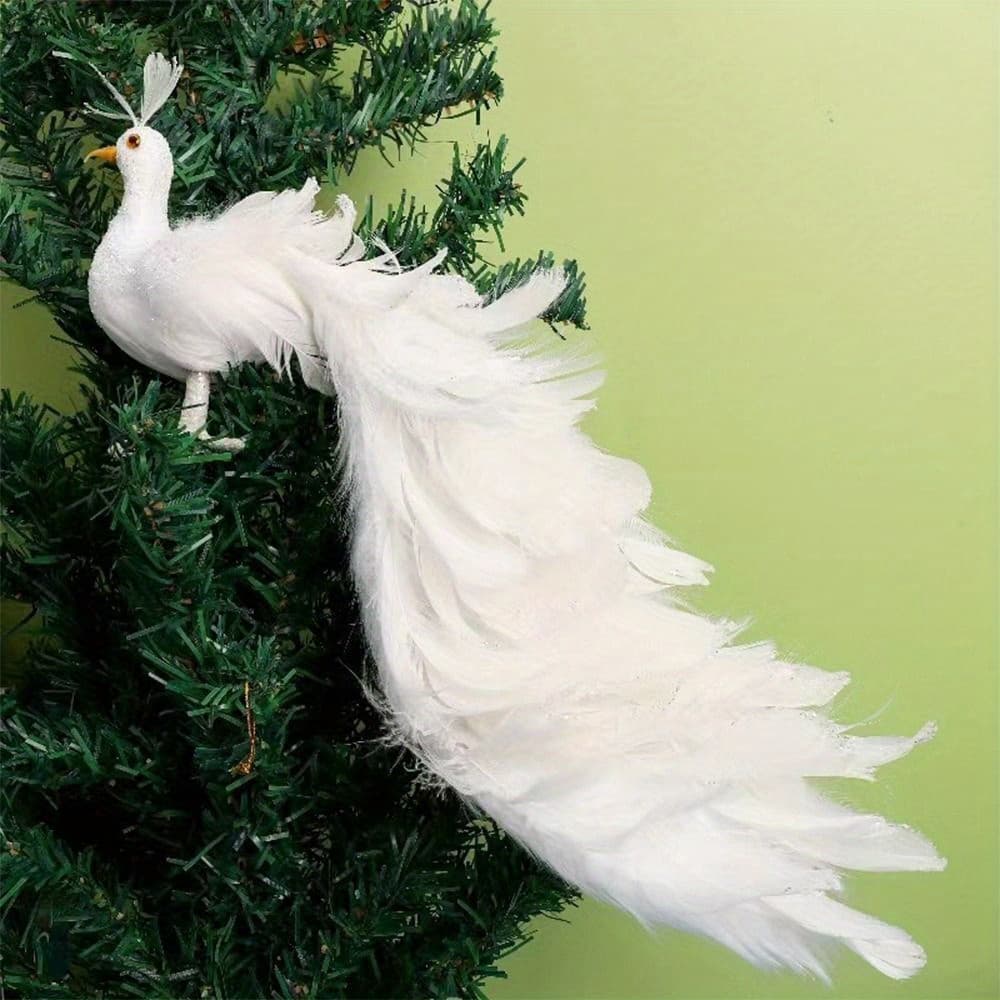 TEMU Elegant Feathered Ornament, Lightweight Foam And Feather Christmas Tree Decor, Versatile Party Supplies For Home Decoration