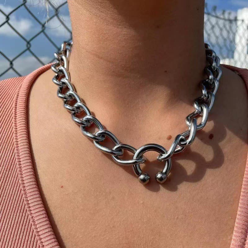 TEMU 1pc Classic Simple Chain Fashion Satinless Steel Collarbone Necklace For Men Women