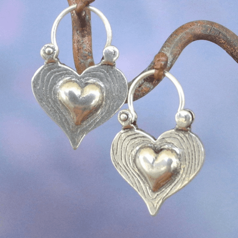 TEMU Vintage Ethnic Heart-shaped Hoop Earrings - Copper Jewelry, Stylish And Hypoallergenic Gift For Women And Girls