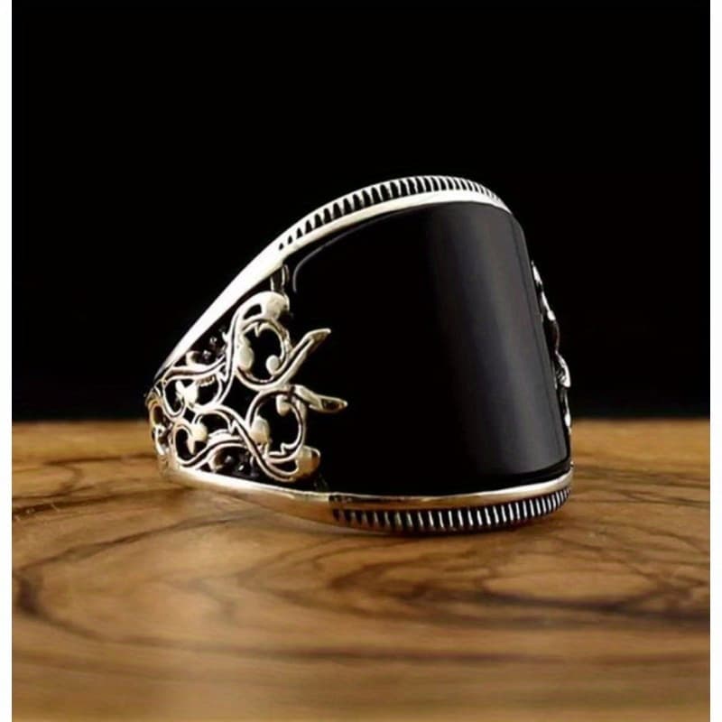 TEMU Accessory, World, This Ring Takes Your Beauty To New Heights, And This Ring Is A Black Hand-lacquered Ring Embossed Pattern