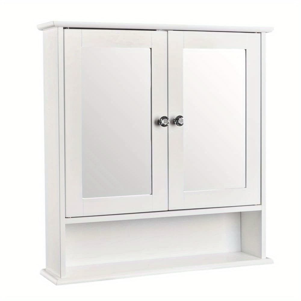 TEMU Wall-mounted Bathroom Storage Cabinet Organizer With 2 Mirror Doors And Adjustable Shelf For Kitchen Laundry Room Hotels, White