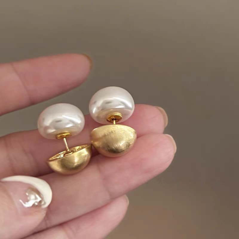 TEMU 1 Pair Of Retro Pearl Geometric Earrings Exaggerated Fashion Temperament Stud Earrings Light Luxury High Sense Earrings Women