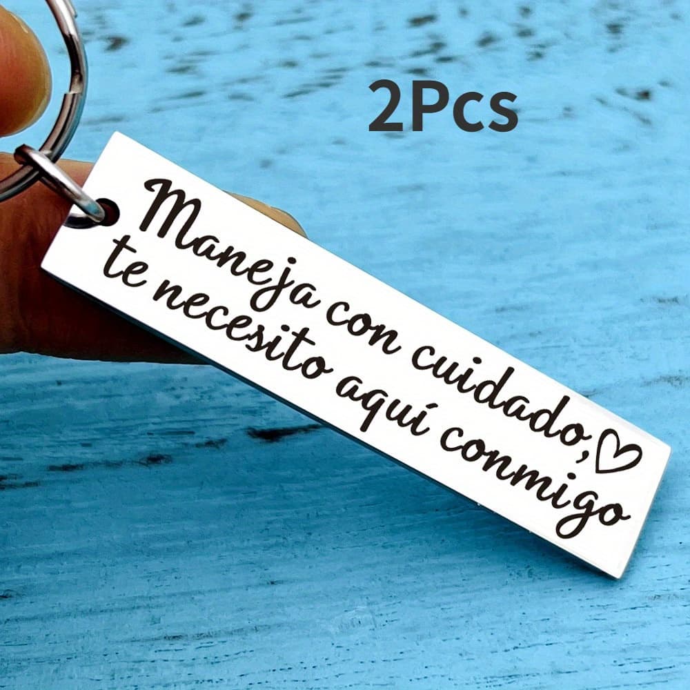 TEMU 2pcs Spanish Drive Safe Keychain For Dad Boyfriend Gift Trucker Husband Valentiness's Day Driver Gift For Women Men
