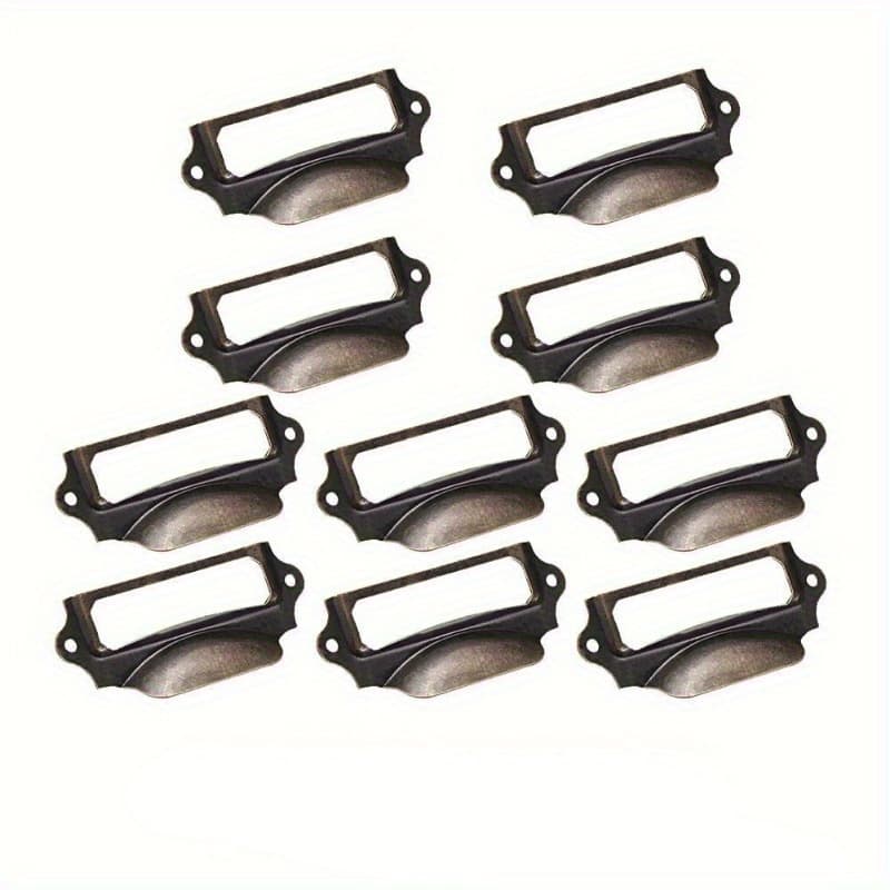 TEMU 10pcs Hardware Vintage Label Ancient Drawer Pulls Label Frames Nameplate Holders Decorative With Ears For Drawers, Gift Boxes, And Apothecary Furniture