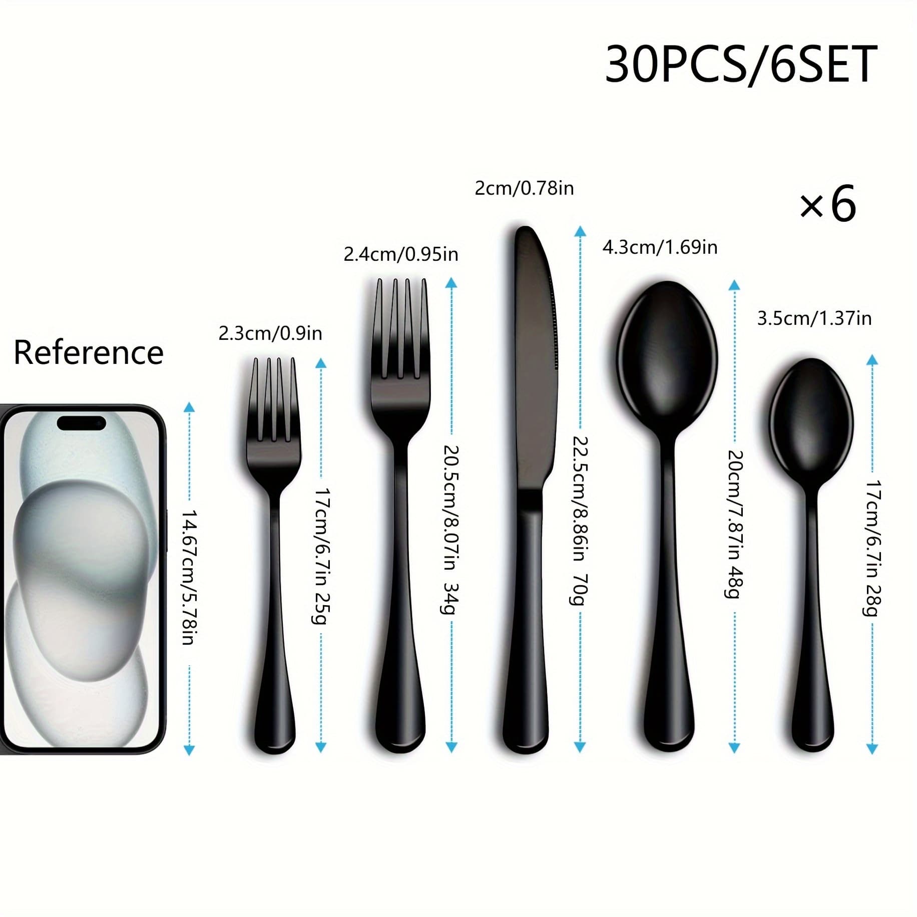 TEMU 30/60pcs Premium Stainless Steel Silverware Set - Mirror Polished, Rust-resistant, Flatware For 6 - Includes Forks, Knives & Spoons, Dishwasher Safe, Kitchen Tableware