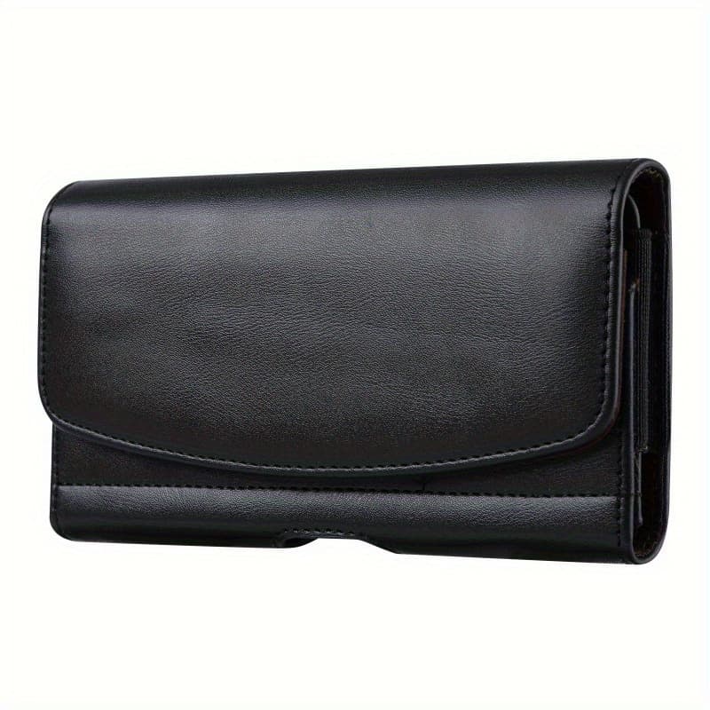TEMU 1pc, Sleek Black Waist Wallet For Men - Features Phone Pocket, 2 Accessory Slots, A Coin Pouch, And A Card Holder - Offers Blocking To Prevent Theft, Stylish And Practical For To 2 Cards