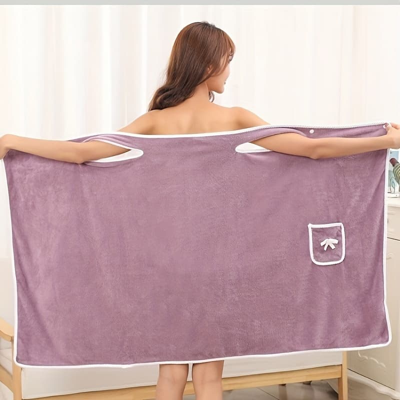 TEMU 1 Wearable Bath Towel, Adult Bow Coral Velvet Padded Bath Skirt, Water-absorbing Quick-drying Bath Towel, Bath Products, Female Sauna Skirt Spa Sauna Dressing.