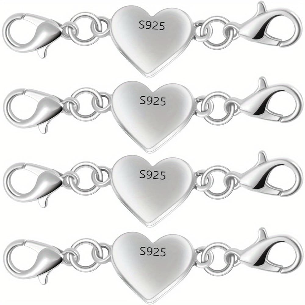 TEMU 2/3/4/6/8/10 Pcs 925 Silvery Heart-shaped Magnetic Necklace Clasps And Closures, Magnetic Clasp Converter For Jewelry Making Supplies, Chain Extender Connector For Necklace Bracelet