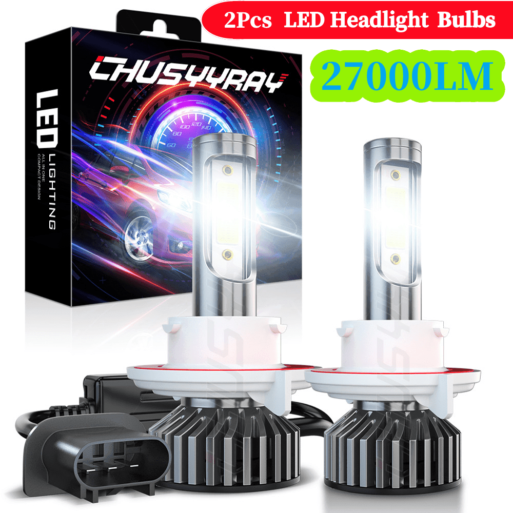 TEMU 2pcs 9008/ H13 Led Headlight High/ Low Beam Bulbs Kit 12v 80w 6000k Cool White 27000lm Tow-sided Cob Chip Plug And Play, Without Battery