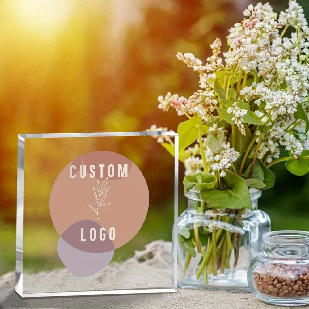 TEMU 2d Flat, 1pc Acrylic Signboard - Personalized Commercial Signboard, Customized Image Acrylic Block, Desktop Decoration Without Power Supply, Gifts For Brand And Promotional Display Centerpieces