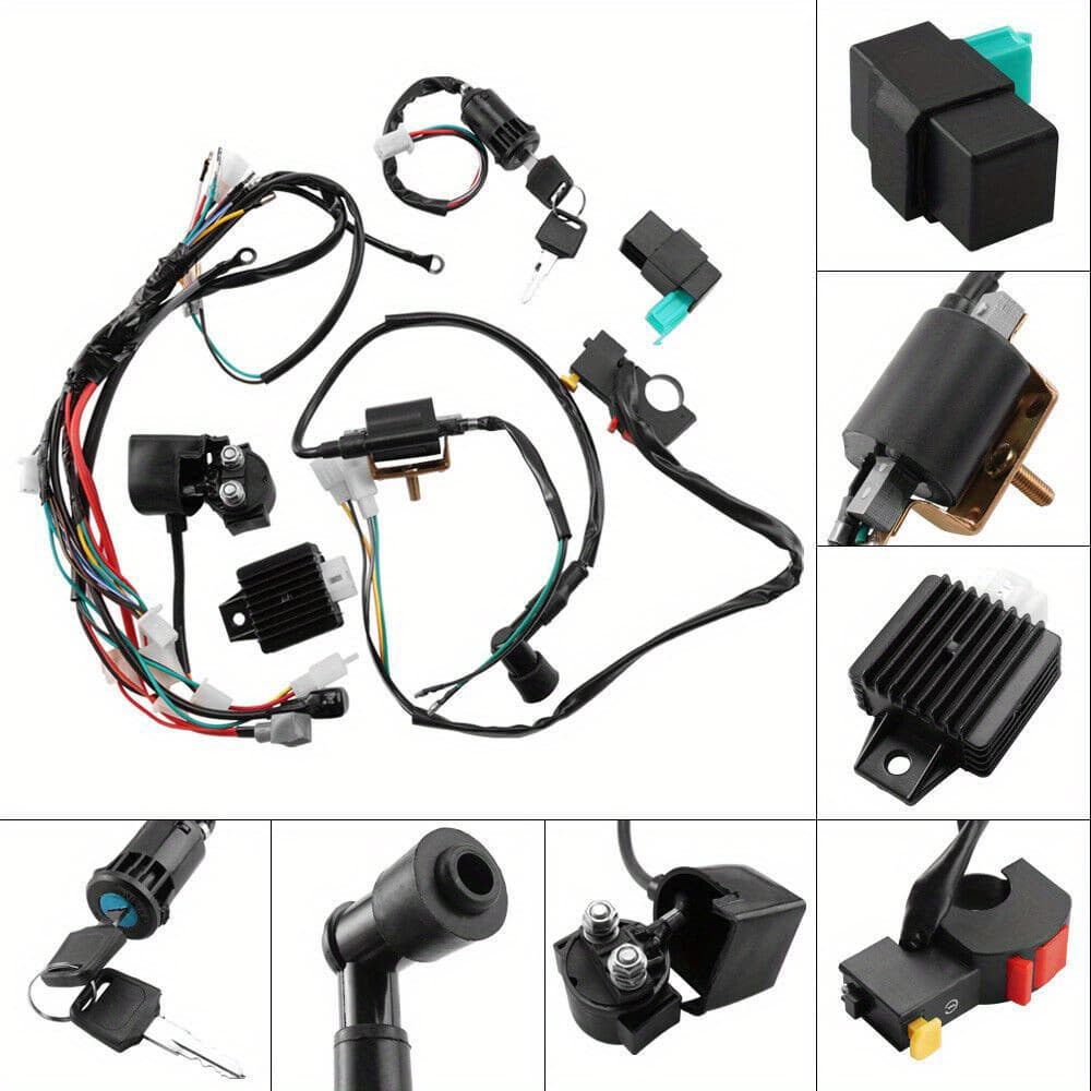 TEMU Repaired Ignition Kit For Motorcycles, Including Wiring Harness, Cdi, And Spark Plug, Suitable For 50-125cc , Bikes, Buggies, And Go-karts