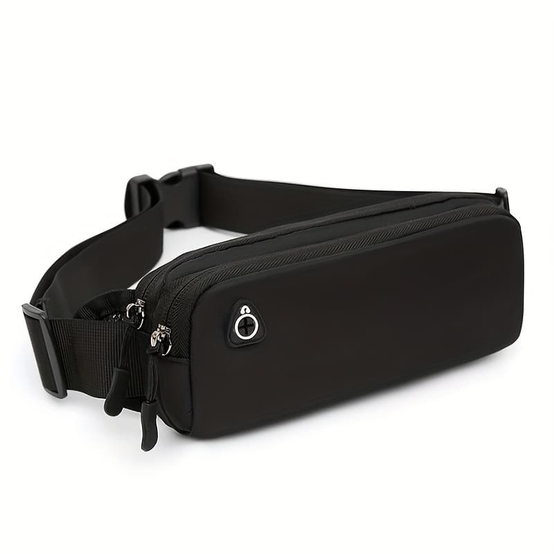 TEMU Men's Slim Sports Sling Bag With Headphone Port - Adjustable Strap For Cycling, Skateboarding, Hiking & Daily Commuting